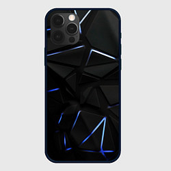 Чехол для iPhone 12 Pro Max Black texture neon line, цвет: 3D-черный
