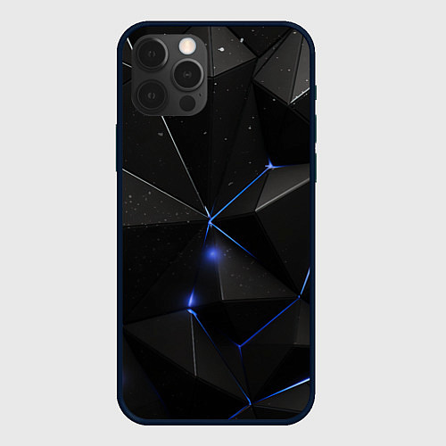 Чехол iPhone 12 Pro Max Black geometry texture / 3D-Черный – фото 1