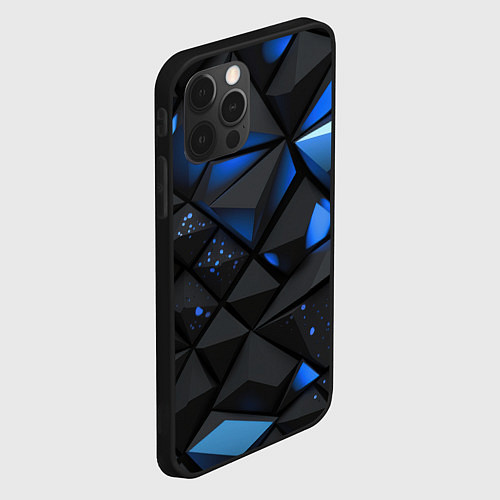 Чехол iPhone 12 Pro Max Blue black texture / 3D-Черный – фото 2