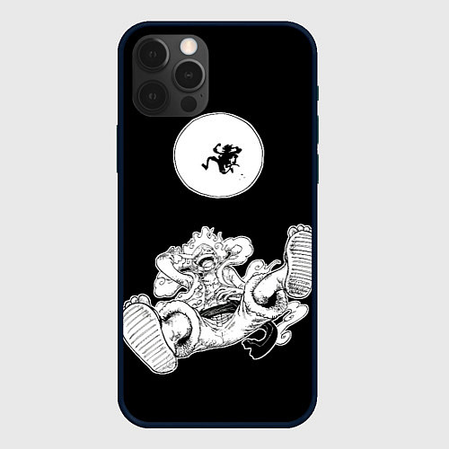 Чехол iPhone 12 Pro Max Луффи и гир 5 на луне / 3D-Черный – фото 1