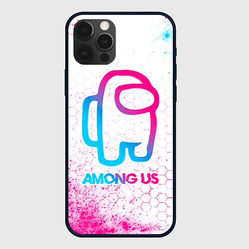 Чехол iPhone 12 Pro Max Among Us neon gradient style / 3D-Черный – фото 1