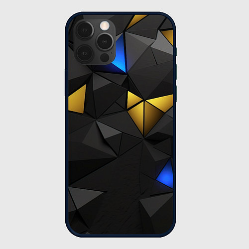 Чехол iPhone 12 Pro Max Black yellow geometry / 3D-Черный – фото 1