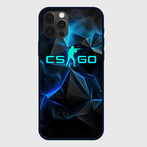 Чехол iPhone 12 Pro Max CSGO neon style logo / 3D-Черный – фото 1