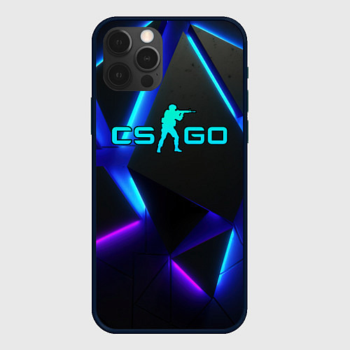 Чехол iPhone 12 Pro Max CSGO neon geometry / 3D-Черный – фото 1