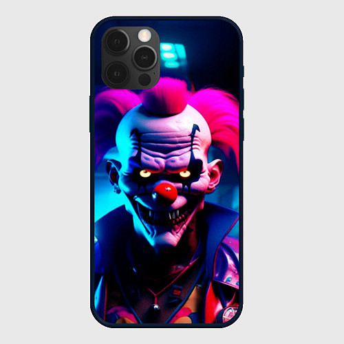 Чехол iPhone 12 Pro Max Злобный клоун киберпанк / 3D-Черный – фото 1