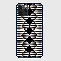 Чехол для iPhone 12 Pro Max Черные бежевые ромбы, цвет: 3D-черный