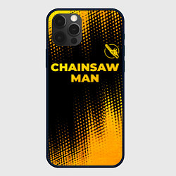 Чехол iPhone 12 Pro Max Chainsaw Man - gold gradient: символ сверху