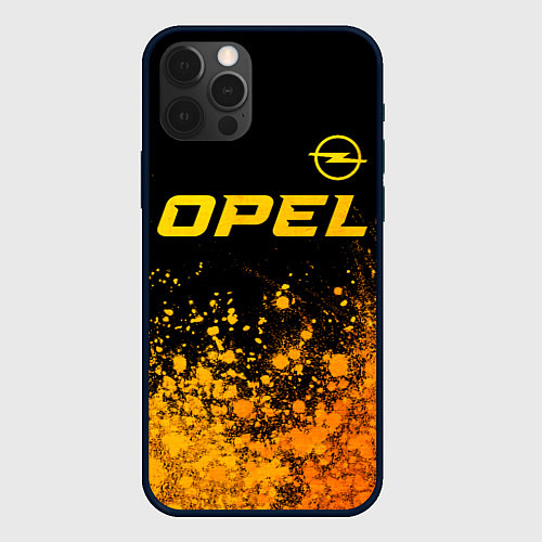 Чехол iPhone 12 Pro Max Opel - gold gradient: символ сверху / 3D-Черный – фото 1
