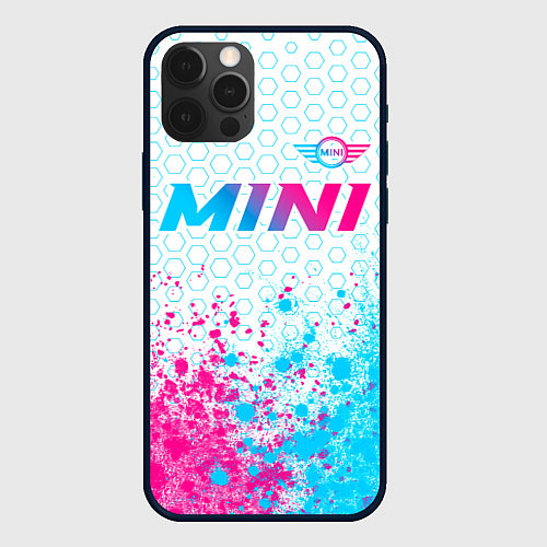 Чехол iPhone 12 Pro Max Mini neon gradient style: символ сверху / 3D-Черный – фото 1