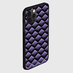 Чехол для iPhone 12 Pro Max Фиолетовые выпуклые ромбы, цвет: 3D-черный — фото 2