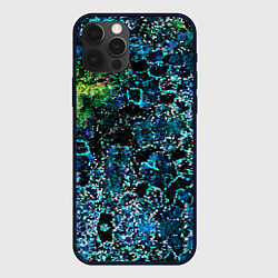 Чехол для iPhone 12 Pro Max Мозаичный узор в синих и зеленых тонах, цвет: 3D-черный