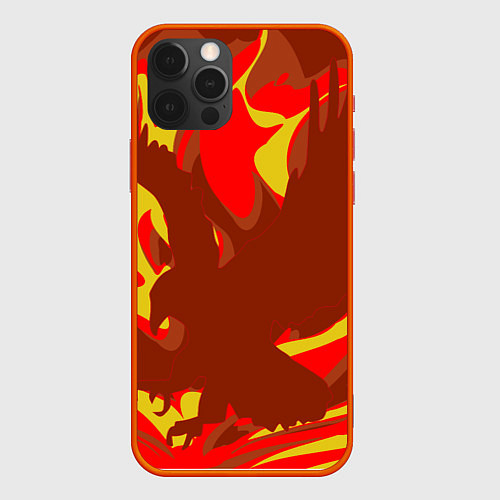 Чехол iPhone 12 Pro Max Огненный сокол / 3D-Красный – фото 1