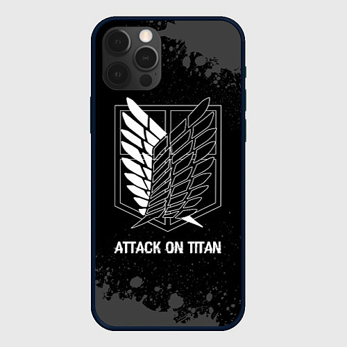 Чехол iPhone 12 Pro Max Attack on Titan glitch на темном фоне / 3D-Черный – фото 1