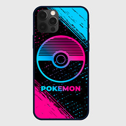 Чехол для iPhone 12 Pro Max Pokemon - neon gradient, цвет: 3D-черный