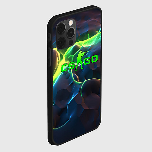 Чехол iPhone 12 Pro Max CSGO green neon / 3D-Черный – фото 2