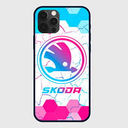 Чехол iPhone 12 Pro Max Skoda neon gradient style