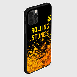 Чехол для iPhone 12 Pro Max Rolling Stones - gold gradient: символ сверху, цвет: 3D-черный — фото 2