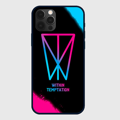 Чехол iPhone 12 Pro Max Within Temptation - neon gradient / 3D-Черный – фото 1