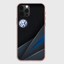 Чехол для iPhone 12 Pro Max Фольцваген - синяя броня, цвет: 3D-светло-розовый