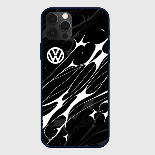 Чехол iPhone 12 Pro Max Volkswagen - острые линии / 3D-Черный – фото 1