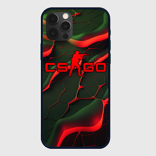 Чехол iPhone 12 Pro Max CSGO red green texture / 3D-Черный – фото 1