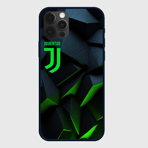 Чехол iPhone 12 Pro Max Juventus black green logo / 3D-Черный – фото 1