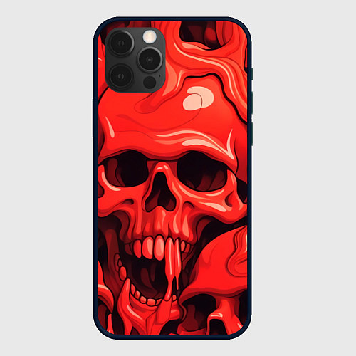 Чехол iPhone 12 Pro Max Черепа красные / 3D-Черный – фото 1