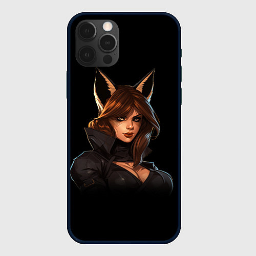 Чехол iPhone 12 Pro Max Девушка с ушами лисы / 3D-Черный – фото 1