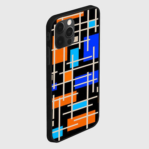 Чехол iPhone 12 Pro Max Разноцветная прямоугольная абстракция / 3D-Черный – фото 2
