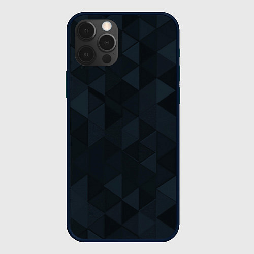 Чехол iPhone 12 Pro Max Тёмно-синий треугольный / 3D-Черный – фото 1