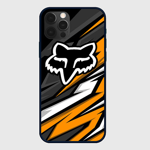 Чехол iPhone 12 Pro Max Fox motocross racing - orange / 3D-Черный – фото 1