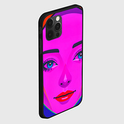 Чехол для iPhone 12 Pro Max Девушка с голубыми глазами и фиолетовым лицом, цвет: 3D-черный — фото 2