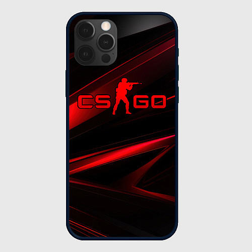 Чехол iPhone 12 Pro Max CSGO red black logo / 3D-Черный – фото 1