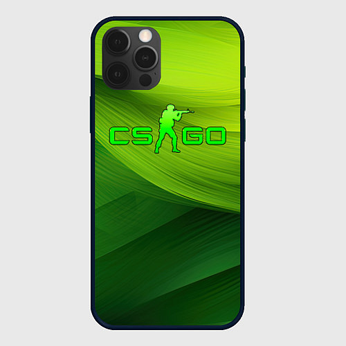 Чехол iPhone 12 Pro Max CSGO green logo / 3D-Черный – фото 1