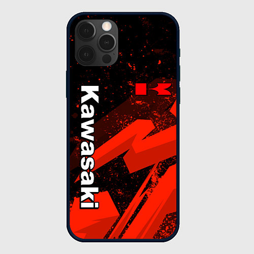 Чехол iPhone 12 Pro Max Кавасаки - красные брызги / 3D-Черный – фото 1