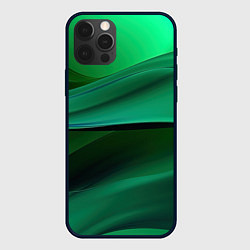 Чехол для iPhone 12 Pro Max Зеленые абстрактные волны, цвет: 3D-черный