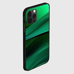 Чехол для iPhone 12 Pro Max Зеленые абстрактные волны, цвет: 3D-черный — фото 2