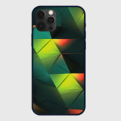 Чехол для iPhone 12 Pro Max Геометрические зеленые фигуры, цвет: 3D-черный