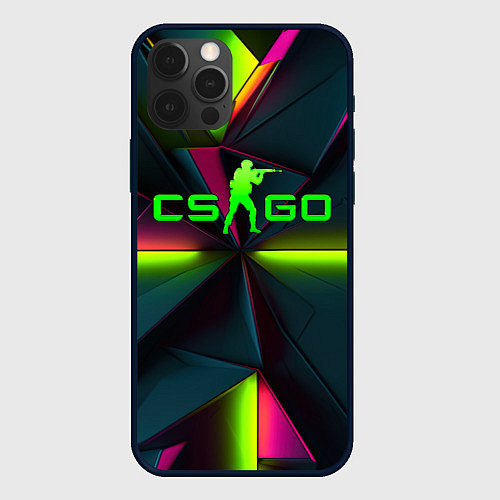 Чехол iPhone 12 Pro Max CS GO green neon / 3D-Черный – фото 1