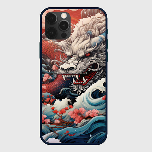 Чехол iPhone 12 Pro Max Морской дракон Irezumi / 3D-Черный – фото 1