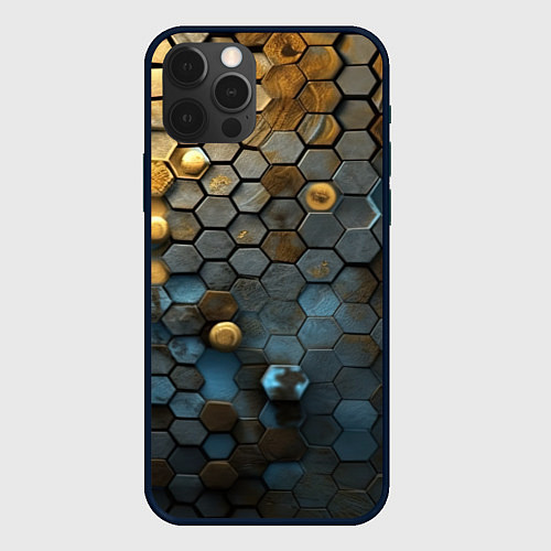 Чехол iPhone 12 Pro Max Позолоченая броня / 3D-Черный – фото 1