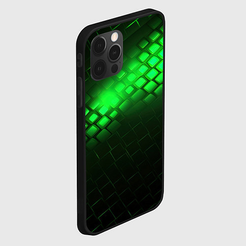 Чехол iPhone 12 Pro Max Неоновые зеленые пластины / 3D-Черный – фото 2