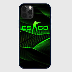 Чехол для iPhone 12 Pro Max CSGO green abstract lines, цвет: 3D-черный