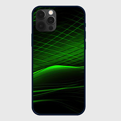 Чехол iPhone 12 Pro Max Green lines black backgrouns