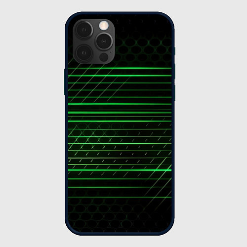 Чехол iPhone 12 Pro Max Green abstract texture / 3D-Черный – фото 1