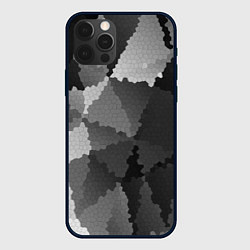 Чехол для iPhone 12 Pro Max Мозаичный узор в серых оттенках, цвет: 3D-черный