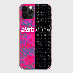 Чехол для iPhone 12 Pro Max Barbenheimer - meme, цвет: 3D-светло-розовый