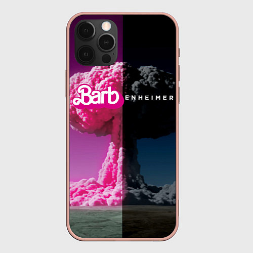 Чехол iPhone 12 Pro Max Barbenheimer - meme - nuclear explosion / 3D-Светло-розовый – фото 1