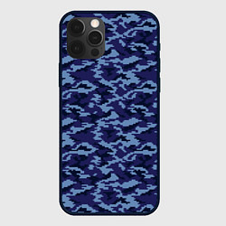 Чехол для iPhone 12 Pro Max Камуфляж охрана синий, цвет: 3D-черный