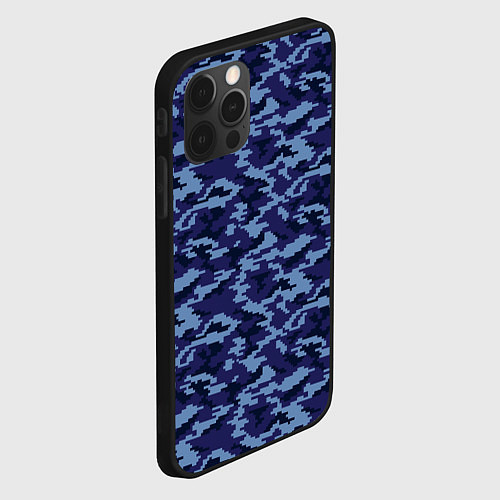 Чехол iPhone 12 Pro Max Камуфляж охрана синий / 3D-Черный – фото 2